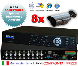 Kit videosorveglianza 8 canali con DVR e 8 telecamere CCD Sharp 420 TVL